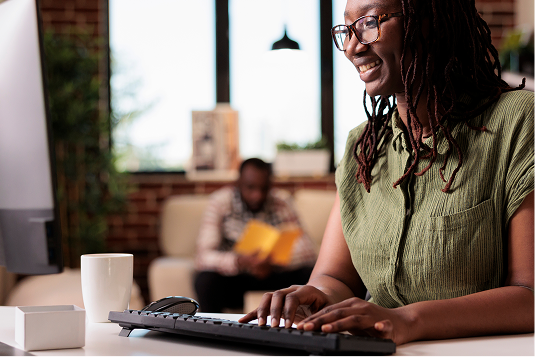 Woman on keyboard